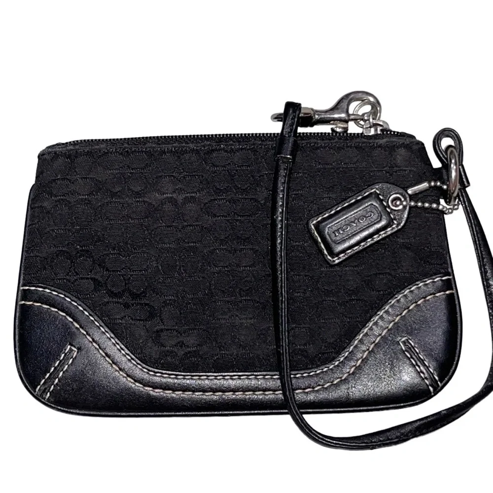 Coach Black Mini Monogrammed Wristlet